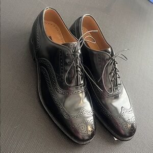 Johnston & Murphy Black Leather Wingtip Oxford Dress Shoes. Men’s 8 D/B